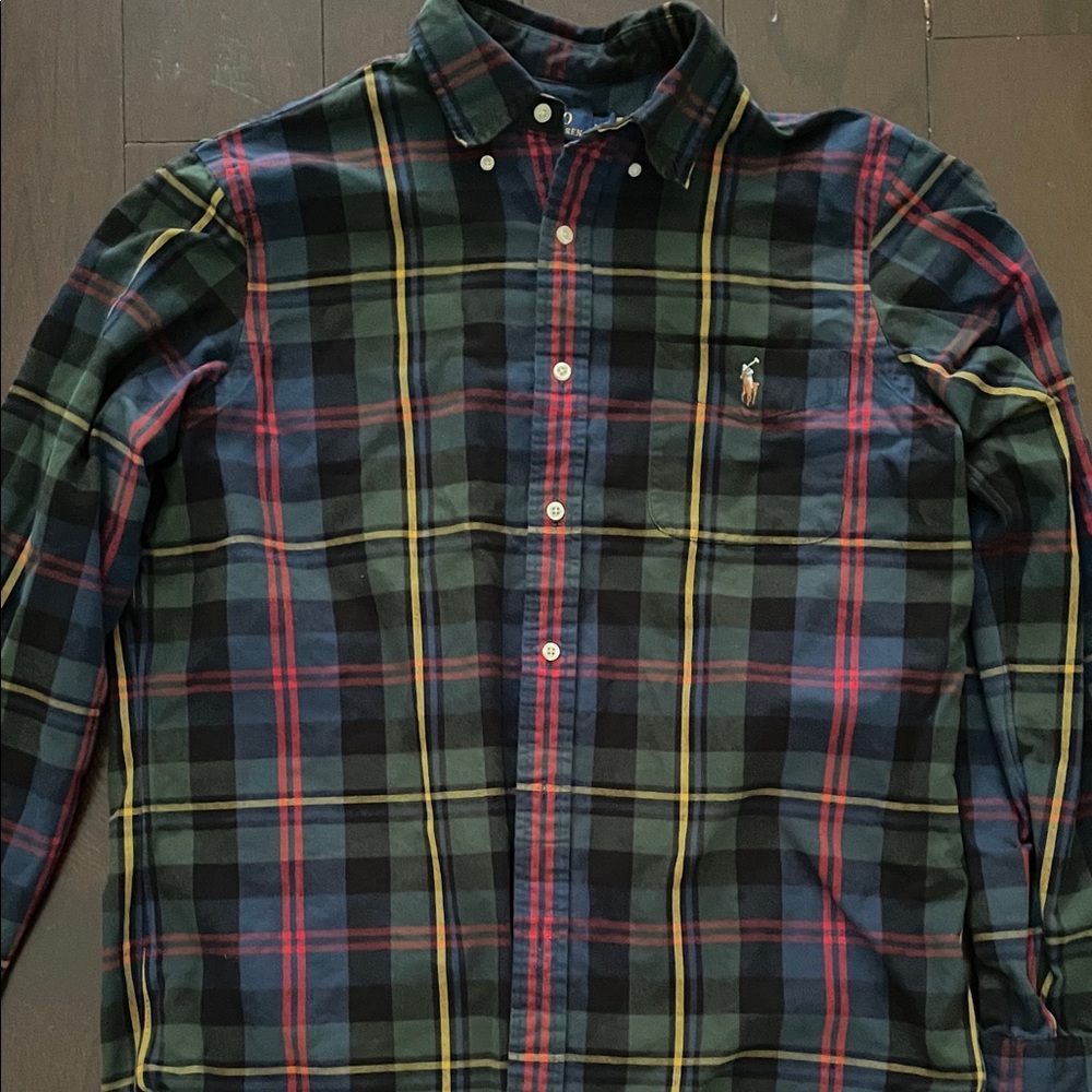 Ralph Lauren Navy, Green & Red Plaid Button-Down Shirt